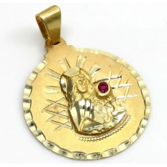 10k Yellow Gold Small Santa Barbara Ruby Cz Pendant 0.05ct