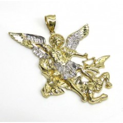 14k Two Tone Gold Angel Vs Demon Large Pendant 