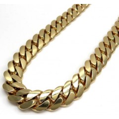 14k Yellow Gold Solid Miami Link Chain 18-26 Inch 13.20mm