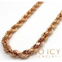 14k Rose Gold Solid Diamond Cut Rope Chain 18-26 Inches 4mm