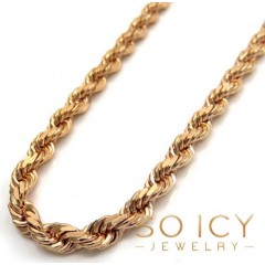 14k Rose Gold Solid Diamond Cut Rope Chain 20-26 Inches 4mm