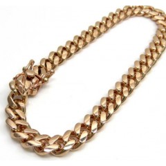 14k Rose Gold Solid Miami Link Bracelet 8 Inch 6.80mm