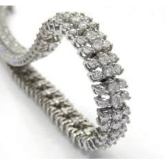 14k White Gold 3 Row Diamond Tennis Bracelet 7.50 Inches 4.00ct