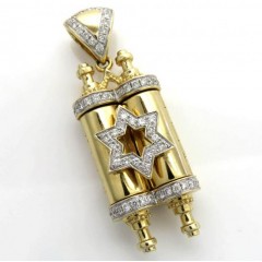 14k Yellow Gold Diamond Star Of David Torah Pendant 0.85ct 