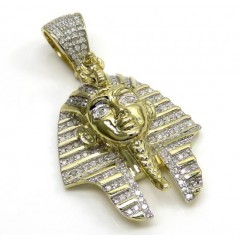 10k Yellow Gold Diamond Medium King Tut Egyptian Pendant 0.83ct