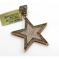 10k Rose Gold Champagne & White Diamond Star Pendant 1.28ct