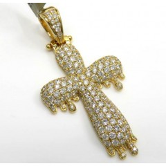 10k Yellow Gold Medium Vs Diamond Drip Cross 3.00ct