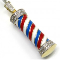 10k Yellow Gold Enamel Diamond Barber Pole Pendant 0.59ct
