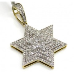 10k Yellow Gold Tier Diamond Star Of David Pendant 0.65ct
