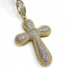 10k Two Tone Medium Diamond Bubble Cross 0.32ct  