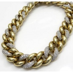 10k Yellow Gold Diamond Cuban Hollow Bracelet 12mm 8.50 Inches 3.56ct 