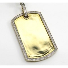 10k Yellow Gold Diamond Frame Dog Tag Pendant 0.37ct