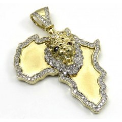 10k Yellow Gold Large Diamond Africa Lion King Pendant 0.83ct