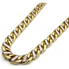 10k Two Tone Fancy Anchor Link Chain 22 Inches 7mm