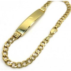 10k Yellow Gold Hollow Cuban Id Bracelet 8 Inch 4.2mm 