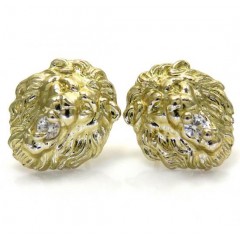 10k Yellow Gold Medium Cz Lion Earrings 0.20ct