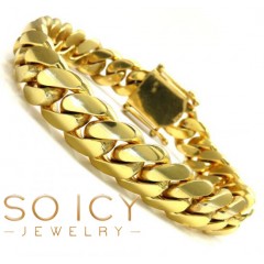 10k Yellow Gold Solid Thick Miami Bracelet 9 Inch 13mm