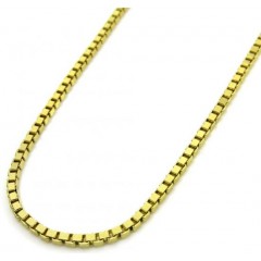 14k Yellow Gold Skinny Solid Box Link Chain 18-22 Inch 1.1mm