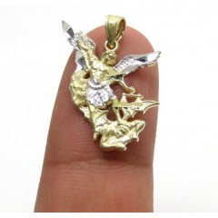 10k Two Tone Gold Mini Angel Vs Demon Pendant 
