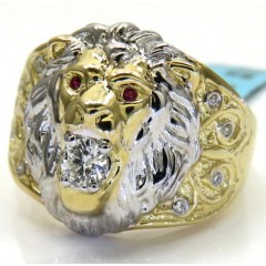 10k Two Tone Gold Diamond Lion Ring 0.23ct