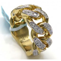 10k Yellow Gold Solid Diamond Cuban Ring 0.89ct