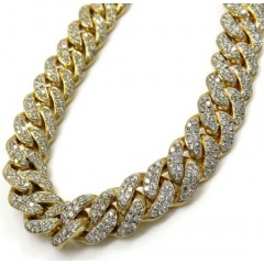 10k Solid Yellow Gold Thick Diamond Miami Bracelet 8.50 Inch 10mm 13.40ct