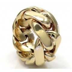 10k Yellow Gold 15mm Solid Miami Cuban Link Ring 