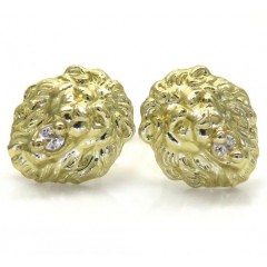 10k Yellow Gold Small Cz Lion Earrings 0.15ct
