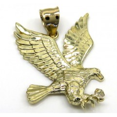 10k Yellow Gold Small Diamond Cut Flying Eagle Pendant