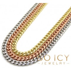 14k Yellow White Or Rose Gold Skinny Hollow Puffed Miami Chain 18-24