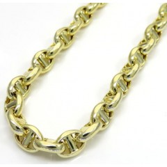 10k Yellow Gold Hollow Puffed Mariner Chain 18-22