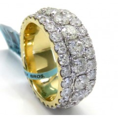 14k Solid Yellow Gold Three Row Diamond 9.50mm Eternity Band 8.64ct
