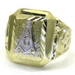  10k Two Tone Gold Diamond Cut Free Mason G Ring 