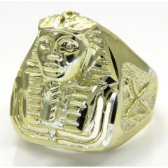 10k Yellow Gold Medium King Tut Pharaoh Head Ring 