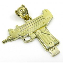 10k Yellow Gold Small Uzi Pistol Pendant 