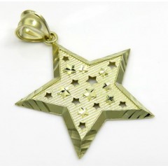 10k Yellow Gold Medium Diamond Cut Star Pendant 