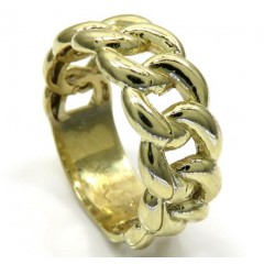 10k Yellow Gold Smooth 9.50mm Cuban Ring 