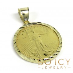 10k Yellow Gold Small Diamond Cut Lady Liberty 1/4 Oz Coin Pendant 