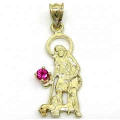 10k Yellow Gold Small Cz Saint Lazarus Of Bethany Pendant 0.20ct
