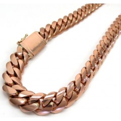 14k Rose Gold Solid Miami Link Chain 21 Inch 12.50mm