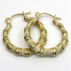 10k Yellow Gold Hollow Small Bamboo Hoops 