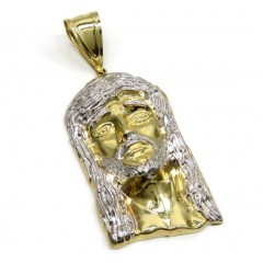 10k Yellow Gold Two Tone Large Jesus Piece Pendant 