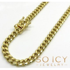 14k Yellow Gold Hollow Miami Cuban Link Chain 20-24