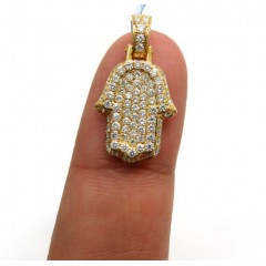 14k Yellow Gold Small Vs Diamond Hamsa Pendant 1.05ct