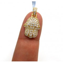 14k Yellow Gold Small Vs Diamond Hamsa Pendant 0.94ct