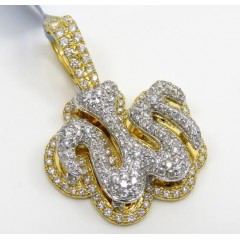 14k Two Tone Gold Vs Diamond Double Layered Allah Pendant 1.65ct