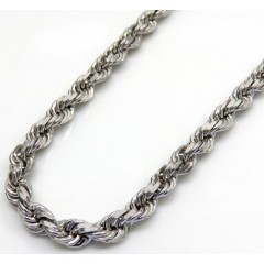 14k White Gold Solid Diamond Cut Rope Chain 18-26 Inch 4mm