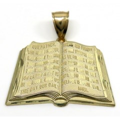 10k Yellow Gold Medium Holy Bible Book Pendant 