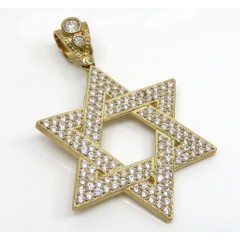 10k Yellow Gold Large Jewish Star Of David Pendant 6.25ct 