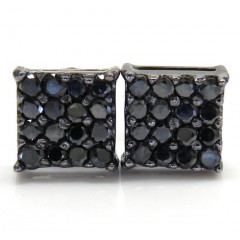 14k Black Gold 4x4 Square Black Diamond Earrings 0.65ct